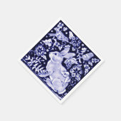 Classic Navy Blue Bunny Rabbit Birds Dedham Delft Serviette (Ecke)