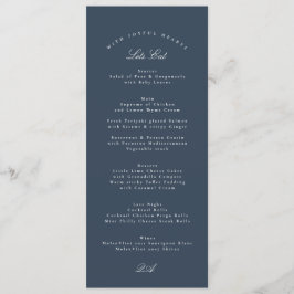 Classic Navy Blue Calligraphy Formal Wedding Menükarte