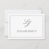 Classic Navy Blue Calligraphy Monogram No Meals RSVP Karte (Vorderseite)