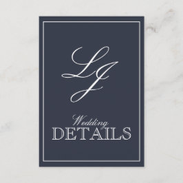 Classic Navy Blue Calligraphy Monogram Wedding Enc Begleitkarte