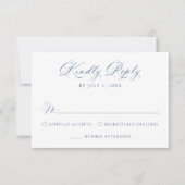 Classic Navy Blue Calligraphy Wedding RSVP Karte (Vorderseite)