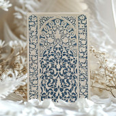 Classic Navy Blue & Cream Lace Wedding Einladung