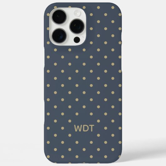 Classic Navy Blue Custom Monogram Polka Dot Case-Mate iPhone Hülle (Rückseite)