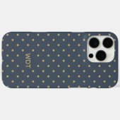 Classic Navy Blue Custom Monogram Polka Dot  Case-Mate iPhone Hülle (Rückseite (Horizontal))