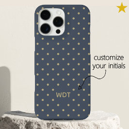 Classic Navy Blue Custom Monogram Polka Dot  iPhone 16 Pro Max Hülle
