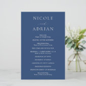 Classic Navy Blue Elegant Wedding Program (Stehend Vorderseite)