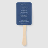 Classic Navy Blue Elegant Wedding Program Fächer (Vorderseite)