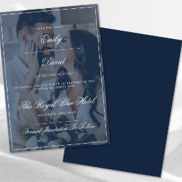 Classic Navy Blue Eleganury Luxury Foto Overlay Einladung