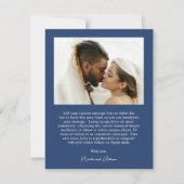 Classic Navy Blue Foto Elegante Hochzeit Dankeskarte (Rückseite)