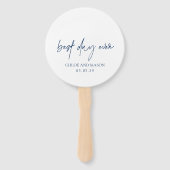 Classic Navy Blue Foto Elegante Hochzeit Fächer (Vorderseite)