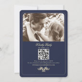 Classic Navy Blue Foto Wedding Einladung (Rückseite)