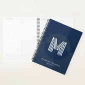 Classic Navy Blue Geometric Modern Monogram Planer (Anzeige)