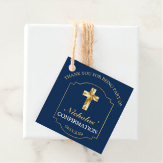 Classic Navy Blue Gold Boys Bestätigung Vielen Dan Geschenkanhänger