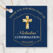 Classic Navy Blue Gold Boys Bestätigung Vielen Dan Geschenkanhänger (Vorderseite)