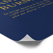 Classic Navy Blue | Gold Diese Kerzenblüte Hochzei Poster (Ecke)