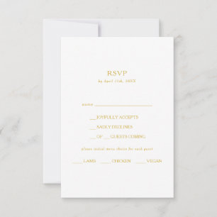 Classic Navy Blue   Gold Menu Choice RSVP Card