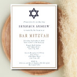 Classic Navy Blue Gold Star Bar Bat Mitzvah Einladung<br><div class="desc">Ein klassisches Marineblau und Gold mit Star of David Symbol Bar oder Bat Mitzvah Einladung für Ihren Sohn oder Ihre Tochter. Alle Felder können bearbeitet werden.</div>