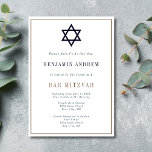Classic Navy Blue Gold Star Bar Mitzvah Einladung<br><div class="desc">Ein klassisches Marineblau und Gold mit Star of David Symbol Bar Mitzvah Einladung für Ihren Sohn. Alle Felder können bearbeitet werden.</div>