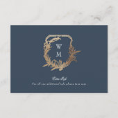Classic Navy Blue Gold Wappen Hochzeitsdetails Begleitkarte (Vorderseite)