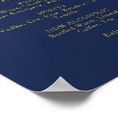 Classic Navy Blue | Gold Wedding Drinks Menu Sign Poster (Ecke)
