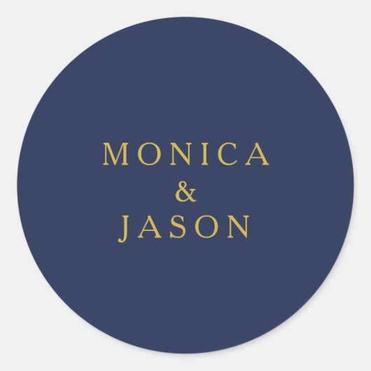 Classic Navy Blue | Gold Wedding Umschlag Aufklebe Runder Aufkleber (Vorderseite)