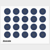 Classic Navy Blue | Gold Wedding Umschlag Aufklebe Runder Aufkleber (Blatt)
