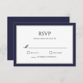 Classic Navy Blue Gray Border UAWG Response Card RSVP Karte (Vorne/Hinten)