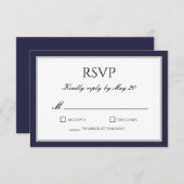 Classic Navy Blue Gray Border UAWG Response Card RSVP Karte (Vorne/Hinten)