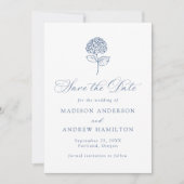 Classic Navy Blue Hydrangea Wedding Save The Date (Vorderseite)