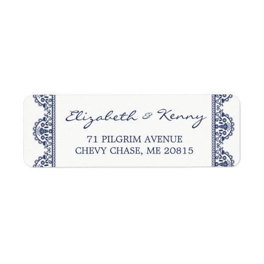 Classic Navy Blue Lace Rücksendeadresse (Vorne)