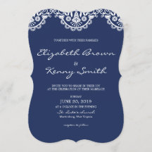 Classic Navy Blue Lace Wedding Einladungskarte