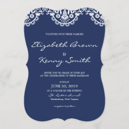 Classic Navy Blue Lace Wedding Einladungskarte Einladung