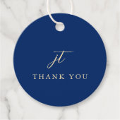 Classic Navy Blue Monogram Elegant Wedding Geschenkanhänger (Vorderseite)