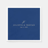 Classic Navy Blue Monogram Elegant Wedding Serviette (Vorderseite)