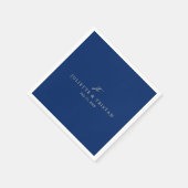 Classic Navy Blue Monogram Elegant Wedding Serviette (Ecke)