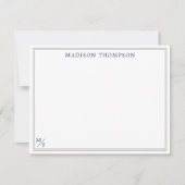 Classic Navy Blue Monogram mit schwarzer Grenze Mitteilungskarte (Vorderseite)