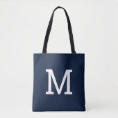 Classic Navy Blue Monogram Tote Bag Tasche (Vorderseite)