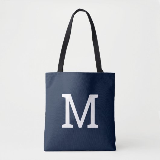 Classic Navy Blue Monogram Tote Bag Tasche (Vorderseite)