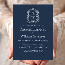 Classic Navy Blue Monogram Wappen Wedding