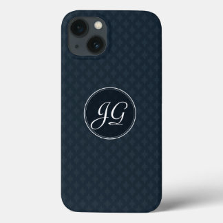 Classic Navy Blue Muster Custom Monogram iPhone 6 13 Hülle
