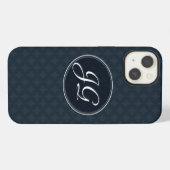 Classic Navy Blue Muster Custom Monogram iPhone 6 Hülle (Rückseite (Horizontal))