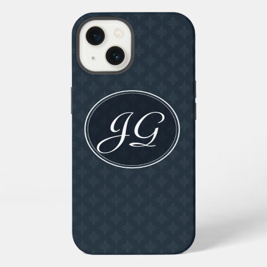 Classic Navy Blue Muster Custom Monogram iPhone 6 Hülle (Rückseite)