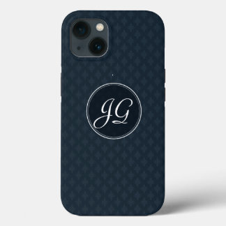 Classic Navy Blue Muster Custom Monogram iPhone 6 Hülle