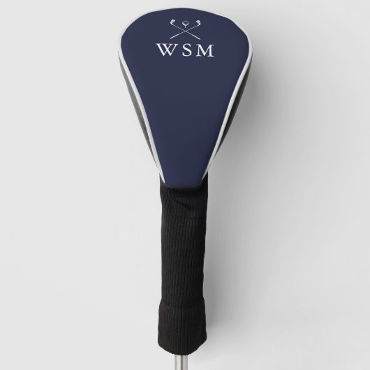 Classic Navy Blue Personalisiert Monogram Golf Clu Headcover (Vorderseite)
