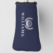 Classic Navy Blue Personalized Name Monogram Golf Headcover (Rotieren 90)