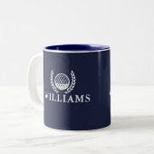 Classic Navy Blue Personalized Name Monogram Zweifarbige Tasse (Vorderseite Links)