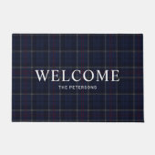 Classic Navy Blue Plaid Christmas Fußmatte (Vorderseite)