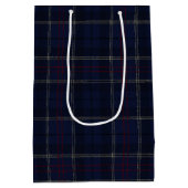 Classic Navy Blue Plaid Christmas Mittlere Geschenktüte (Rückseite)