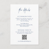 Classic Navy Blue QR Code Elegante Hochzeit Begleitkarte (Vorderseite)