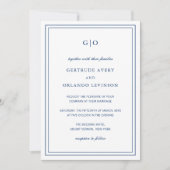 Classic Navy Blue QR Code Elegante Hochzeit Einladung (Vorderseite)